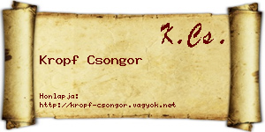 Kropf Csongor névjegykártya